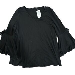 NWT cha cha vente Women’s Petite Small Black Blouse